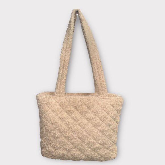 Vera Bradley Vera Tote Beige Ginger Snap Fleece Boucle Shoulder Bag + ID Wallet - Picture 3 of 14